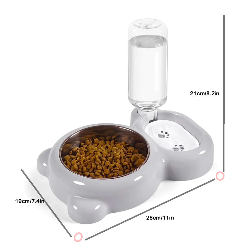 Katzen-Futter- und Wasserspender, Haustier-Wasser- und Futterschalen-Set, mit automatischer Wasserspenderflasche