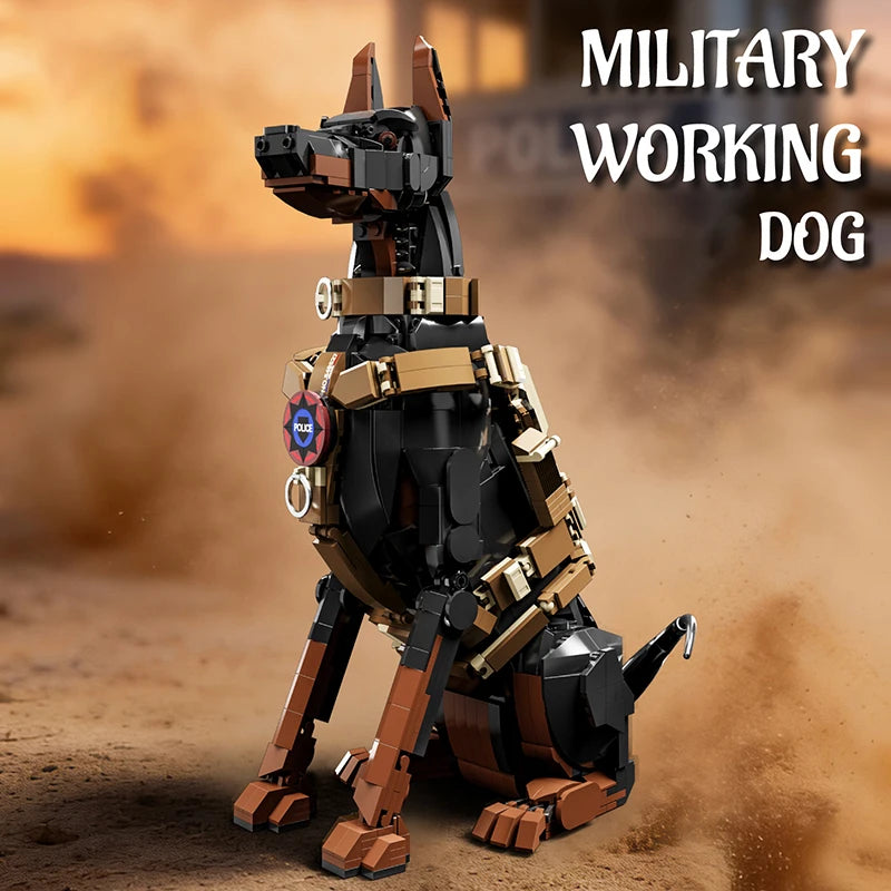 Hochdetailliertes Erwachsenen-Bausatzmodell eines Dobermann-Polizeihundes, ein trendiges Sammlerstück mit voll beweglichen Hundeformen, ein Sammlerartikel für Montage-Enthusiasten, mit beweglichen Gelenken