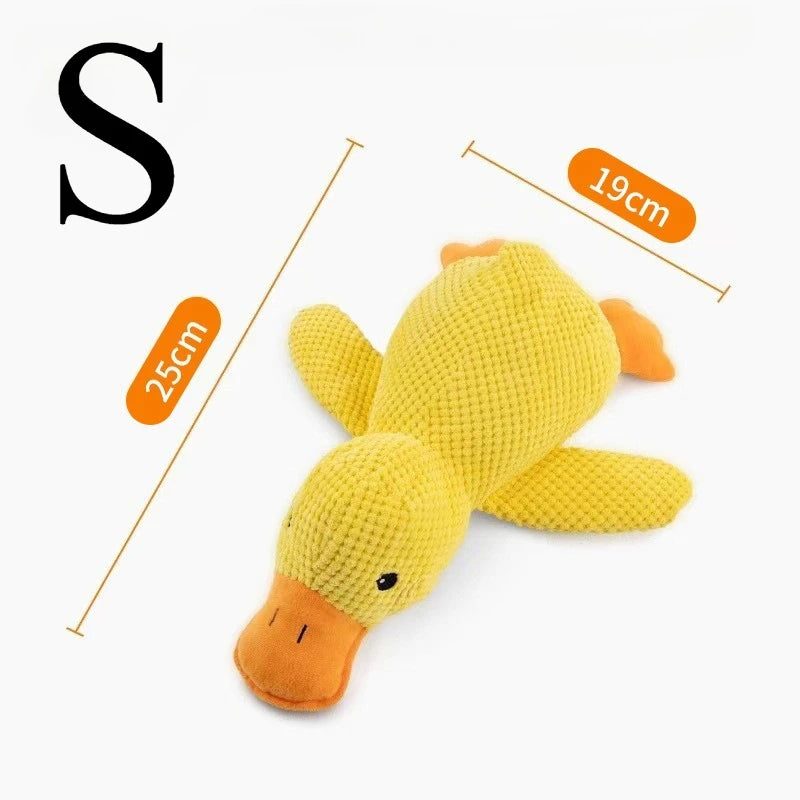 Enten-Hundespielzeug, Plüsch, kaubeständig, langlebiges Hundespielzeug mit Quacking-Sound, Zähneknirschen, Relief, weicher Begleiter für kleine große Hunde