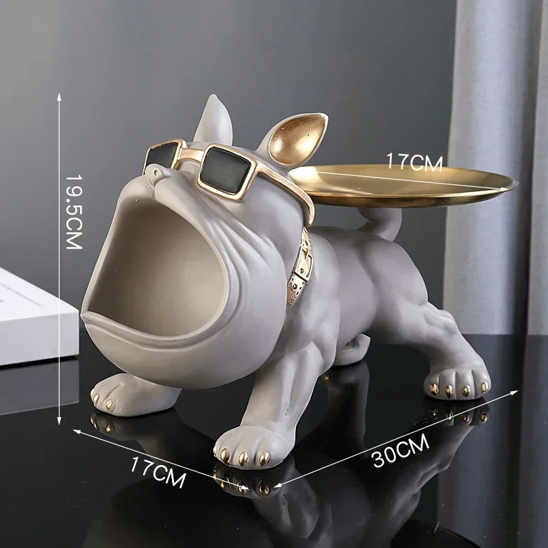 30 cm/11,8 Zoll Home Decor Bulldog Figur Hund Statue Schlüssel Aufbewahrungsbox Tier Ornament Harz Handwerk Kunst Figur Welpen Skulptur