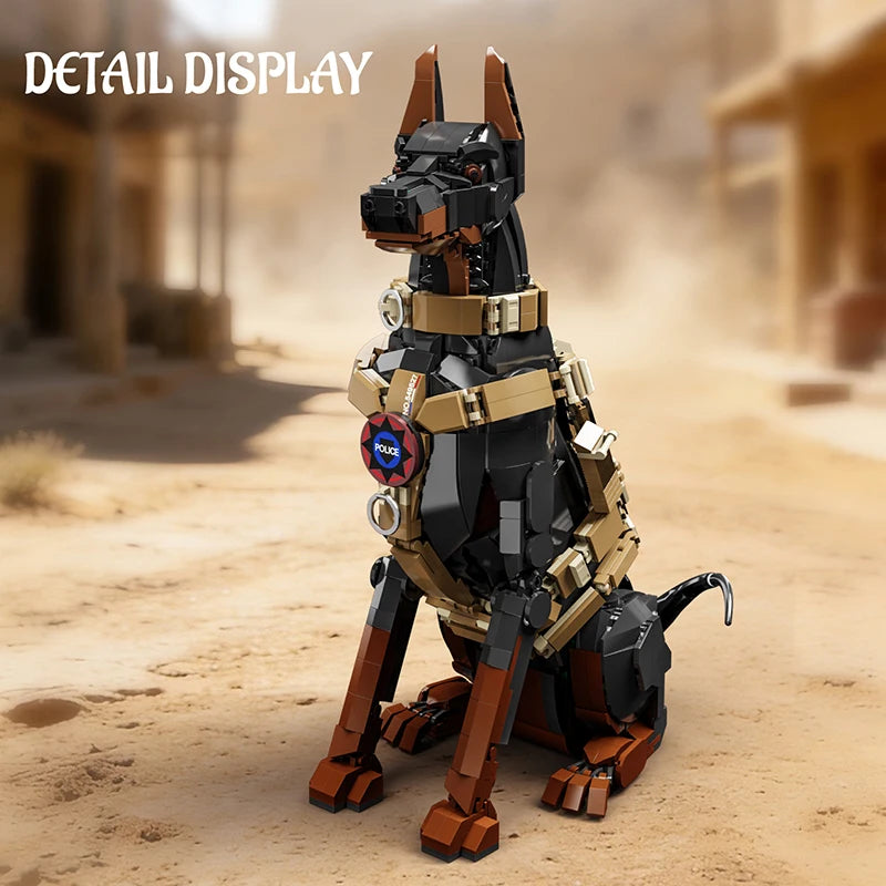 Hochdetailliertes Erwachsenen-Bausatzmodell eines Dobermann-Polizeihundes, ein trendiges Sammlerstück mit voll beweglichen Hundeformen, ein Sammlerartikel für Montage-Enthusiasten, mit beweglichen Gelenken