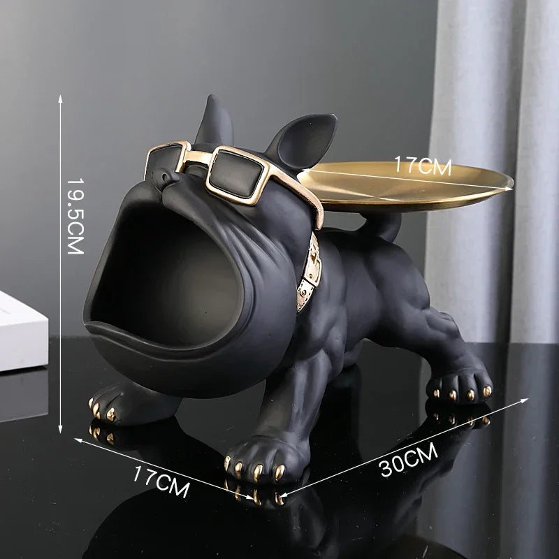 30 cm/11,8 Zoll Home Decor Bulldog Figur Hund Statue Schlüssel Aufbewahrungsbox Tier Ornament Harz Handwerk Kunst Figur Welpen Skulptur