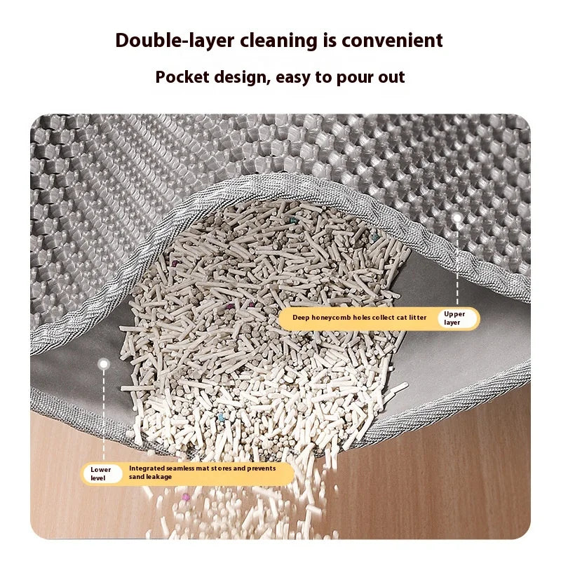Katzenstreumatte, 2-lagiges Design, Premium-Sandfangstechnologie, wasserdichte Basis, rutschfester Haustier-Bodenschutz für Kätzchen im Innenbereich