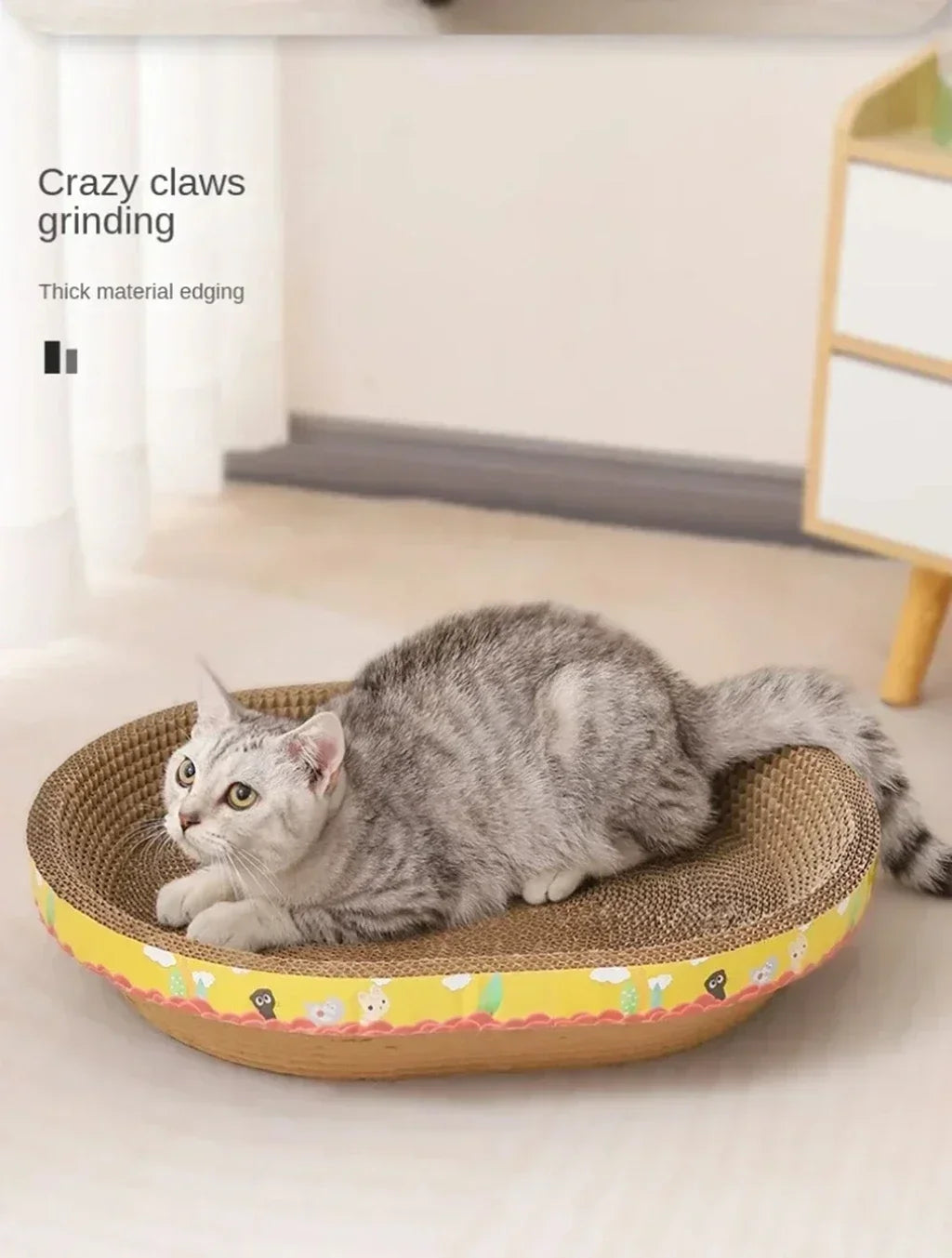 Katzenkratzbrett, schützt Möbel, Schleifklaue, Spielzeug, ovales Wellpappe, verschleißfestes Katzennest, Katzenzubehör