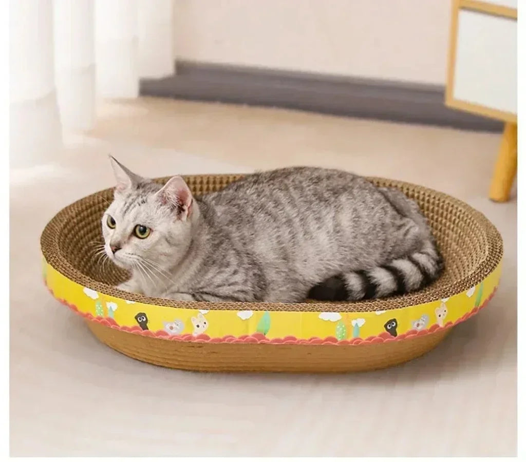 Katzenkratzbrett, schützt Möbel, Schleifklaue, Spielzeug, ovales Wellpappe, verschleißfestes Katzennest, Katzenzubehör