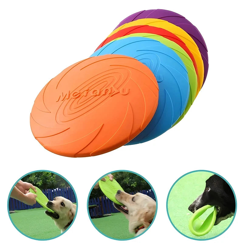 Hundespielzeug, Silikon, fliegende Scheibe, modisch, mehrfarbig, beständig, Kauspielzeug, Welpe, Outdoor, Spiel, Training, interaktives Zubehör