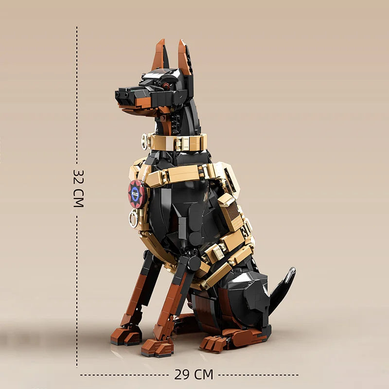 Hochdetailliertes Erwachsenen-Bausatzmodell eines Dobermann-Polizeihundes, ein trendiges Sammlerstück mit voll beweglichen Hundeformen, ein Sammlerartikel für Montage-Enthusiasten, mit beweglichen Gelenken