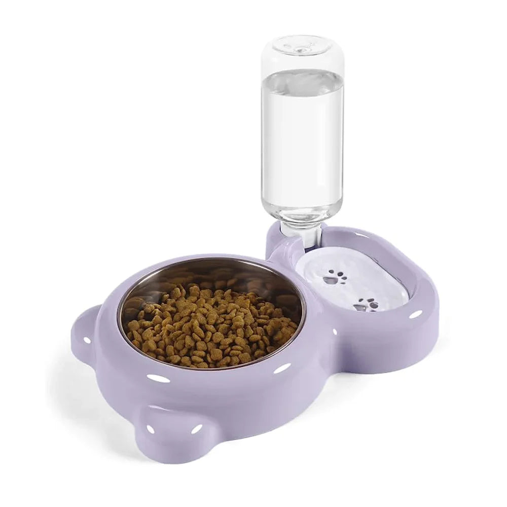 Katzen-Futter- und Wasserspender, Haustier-Wasser- und Futterschalen-Set, mit automatischer Wasserspenderflasche