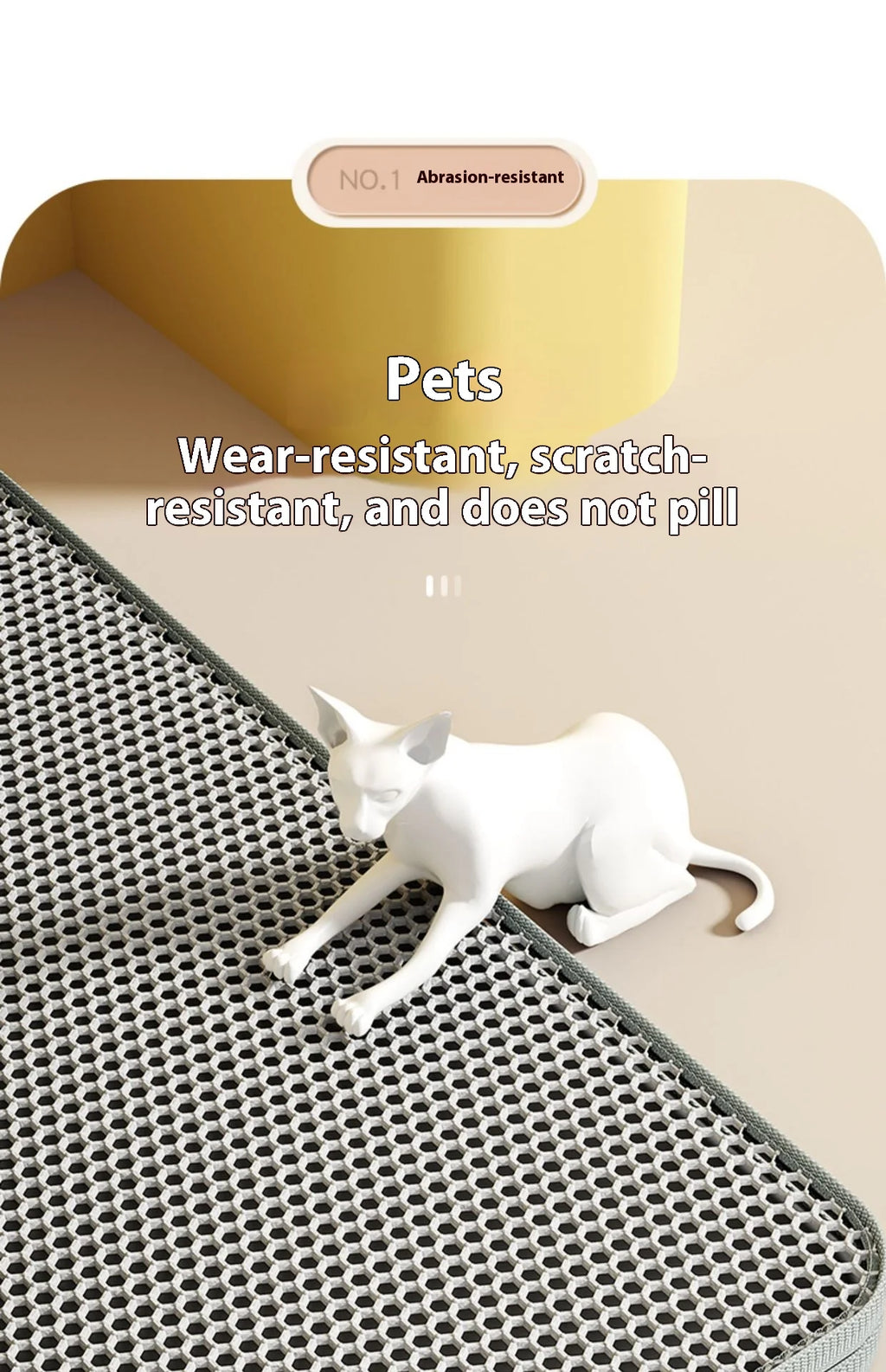 Katzenstreumatte, 2-lagiges Design, Premium-Sandfangstechnologie, wasserdichte Basis, rutschfester Haustier-Bodenschutz für Kätzchen im Innenbereich