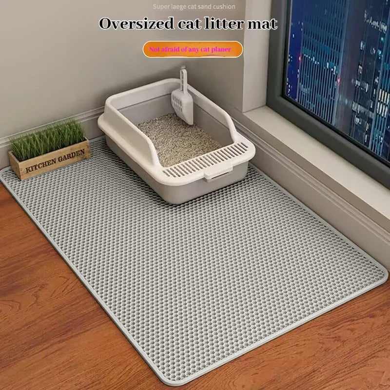 Katzenstreumatte, 2-lagiges Design, Premium-Sandfangstechnologie, wasserdichte Basis, rutschfester Haustier-Bodenschutz für Kätzchen im Innenbereich