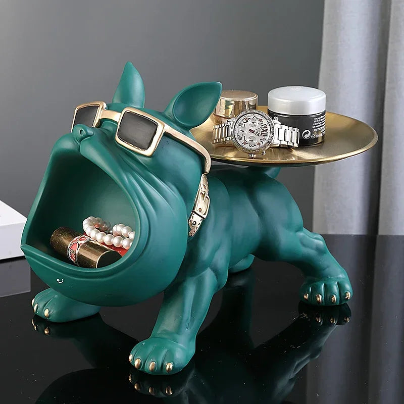 30 cm/11,8 Zoll Home Decor Bulldog Figur Hund Statue Schlüssel Aufbewahrungsbox Tier Ornament Harz Handwerk Kunst Figur Welpen Skulptur