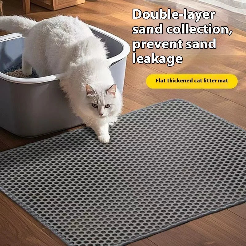Katzenstreumatte, 2-lagiges Design, Premium-Sandfangstechnologie, wasserdichte Basis, rutschfester Haustier-Bodenschutz für Kätzchen im Innenbereich