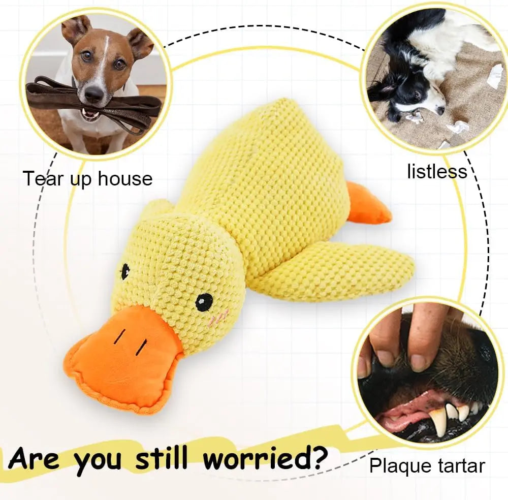 Enten-Hundespielzeug, Plüsch, kaubeständig, langlebiges Hundespielzeug mit Quacking-Sound, Zähneknirschen, Relief, weicher Begleiter für kleine große Hunde