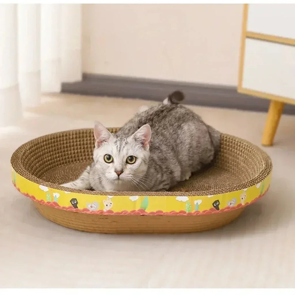 Katzenkratzbrett, schützt Möbel, Schleifklaue, Spielzeug, ovales Wellpappe, verschleißfestes Katzennest, Katzenzubehör