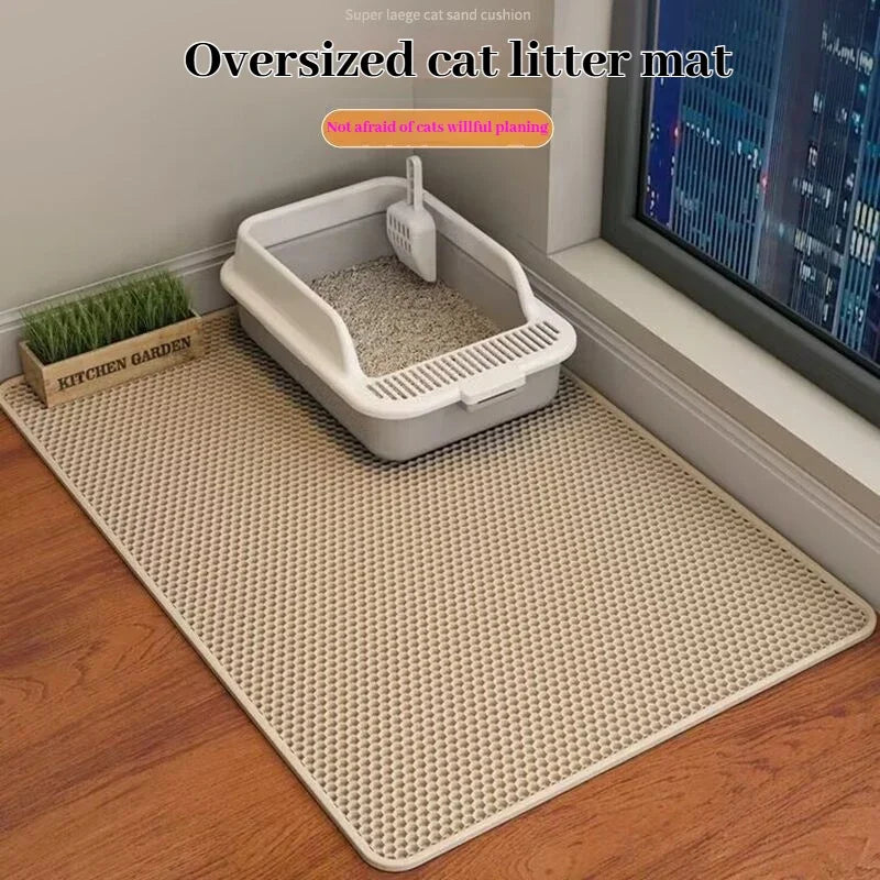 Katzenstreumatte, 2-lagiges Design, Premium-Sandfangstechnologie, wasserdichte Basis, rutschfester Haustier-Bodenschutz für Kätzchen im Innenbereich