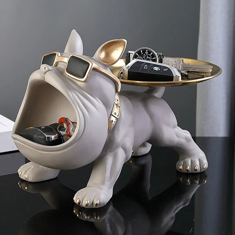 30 cm/11,8 Zoll Home Decor Bulldog Figur Hund Statue Schlüssel Aufbewahrungsbox Tier Ornament Harz Handwerk Kunst Figur Welpen Skulptur