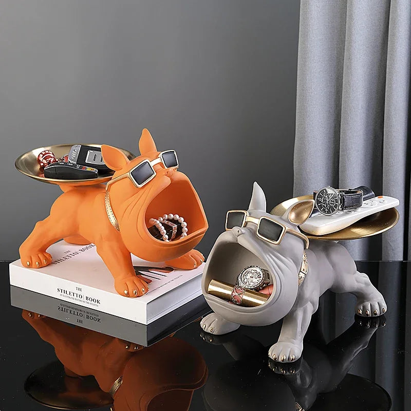 30 cm/11,8 Zoll Home Decor Bulldog Figur Hund Statue Schlüssel Aufbewahrungsbox Tier Ornament Harz Handwerk Kunst Figur Welpen Skulptur