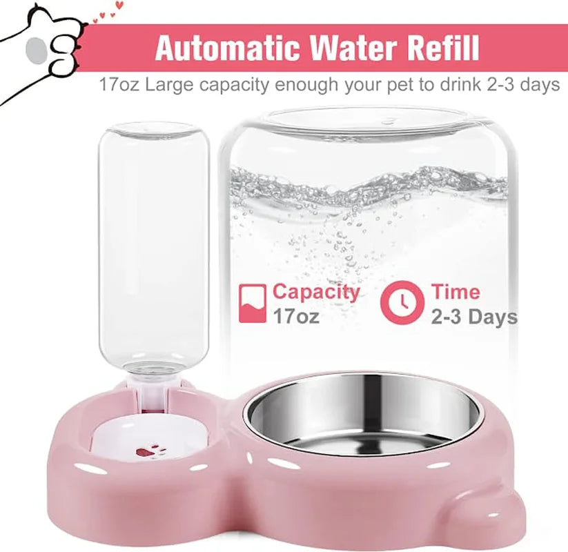 Katzen-Futter- und Wasserspender, Haustier-Wasser- und Futterschalen-Set, mit automatischer Wasserspenderflasche