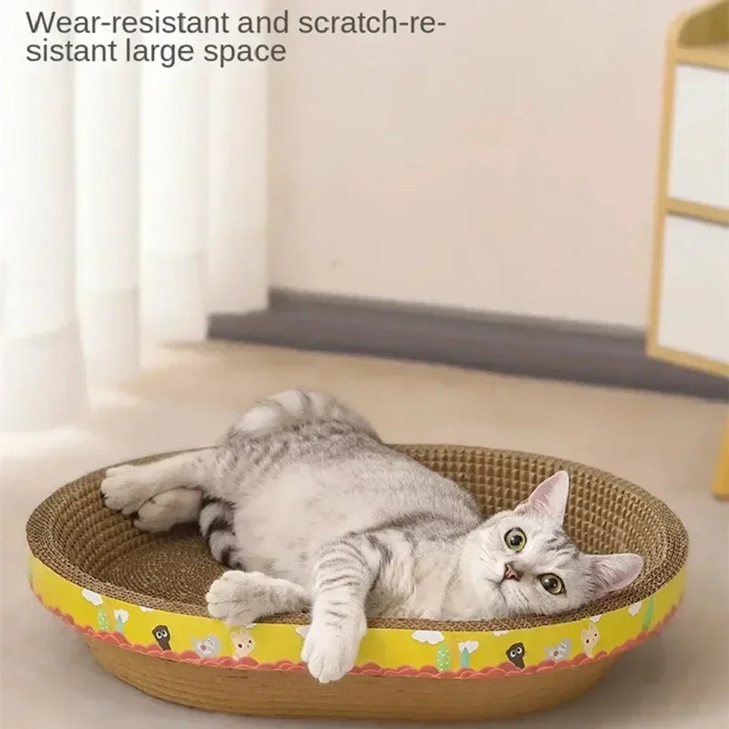 Katzenkratzbrett, schützt Möbel, Schleifklaue, Spielzeug, ovales Wellpappe, verschleißfestes Katzennest, Katzenzubehör