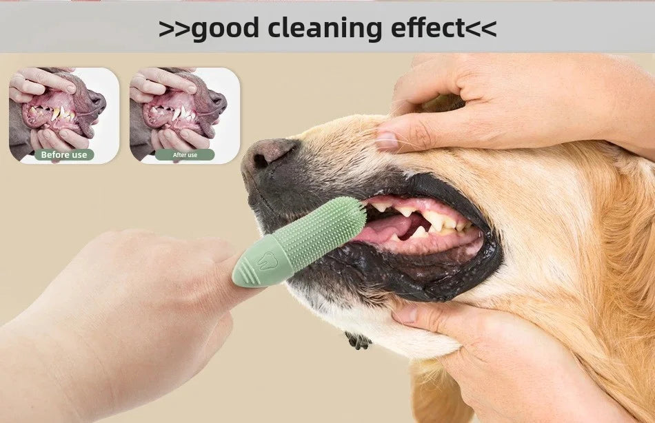 Hundezahnbürste, 360° °   Reinigungs-Fingerzahnbürste für Hunde, Hundefingerzahnbürste aus lebensmittelechtem Silikon für Hunde und Katzen, Zahnpflege