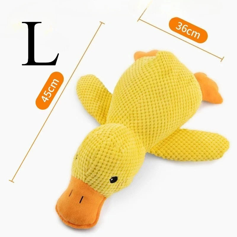 Enten-Hundespielzeug, Plüsch, kaubeständig, langlebiges Hundespielzeug mit Quacking-Sound, Zähneknirschen, Relief, weicher Begleiter für kleine große Hunde
