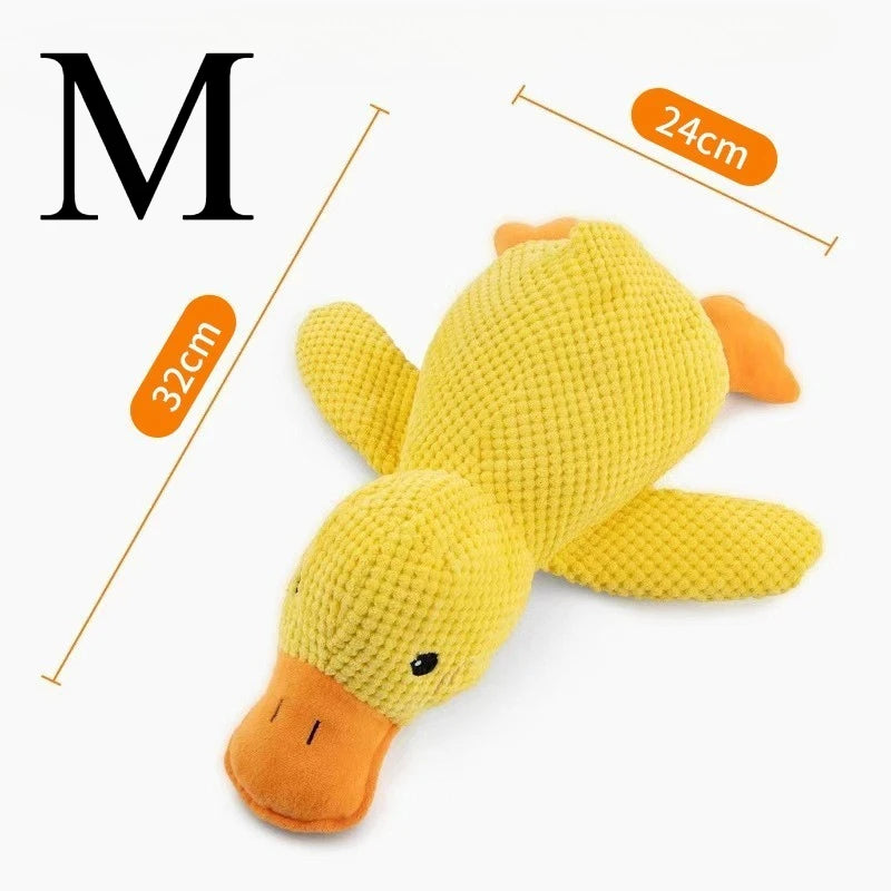 Enten-Hundespielzeug, Plüsch, kaubeständig, langlebiges Hundespielzeug mit Quacking-Sound, Zähneknirschen, Relief, weicher Begleiter für kleine große Hunde