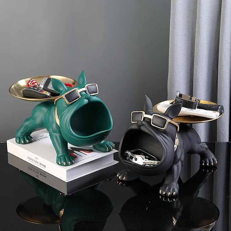 30 cm/11,8 Zoll Home Decor Bulldog Figur Hund Statue Schlüssel Aufbewahrungsbox Tier Ornament Harz Handwerk Kunst Figur Welpen Skulptur