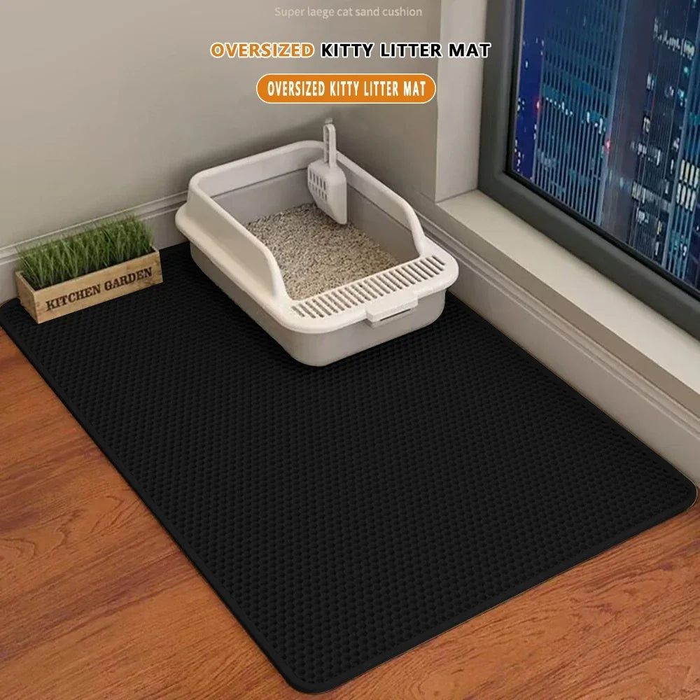 Katzenstreumatte, 2-lagiges Design, Premium-Sandfangstechnologie, wasserdichte Basis, rutschfester Haustier-Bodenschutz für Kätzchen im Innenbereich