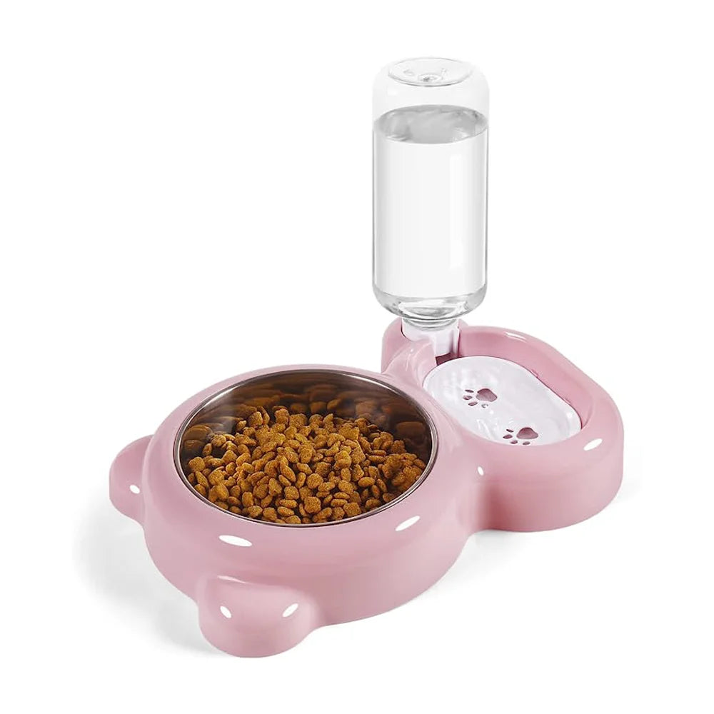 Katzen-Futter- und Wasserspender, Haustier-Wasser- und Futterschalen-Set, mit automatischer Wasserspenderflasche