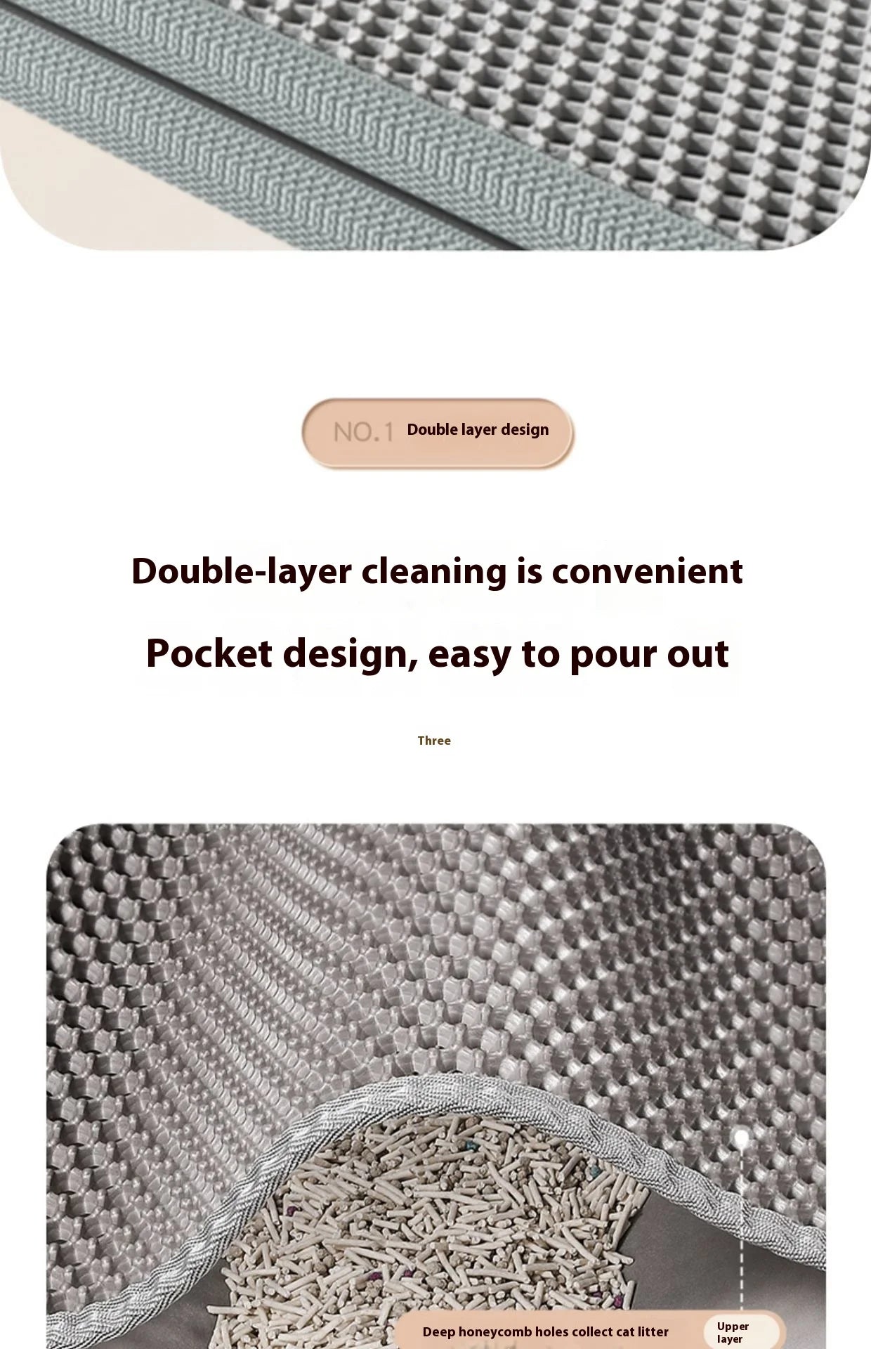 Katzenstreumatte, 2-lagiges Design, Premium-Sandfangstechnologie, wasserdichte Basis, rutschfester Haustier-Bodenschutz für Kätzchen im Innenbereich