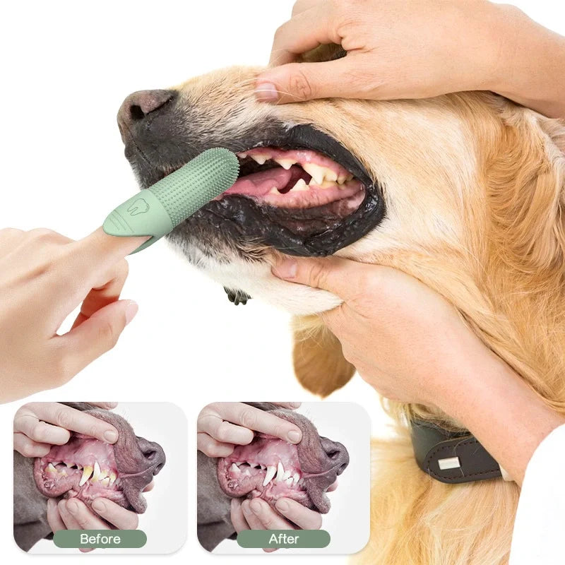 Hundezahnbürste, 360° °   Reinigungs-Fingerzahnbürste für Hunde, Hundefingerzahnbürste aus lebensmittelechtem Silikon für Hunde und Katzen, Zahnpflege